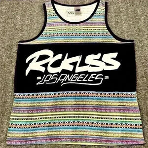 Young & Reckless Tank Top Mens medium Aztec Southwestern Streetwear Y2K